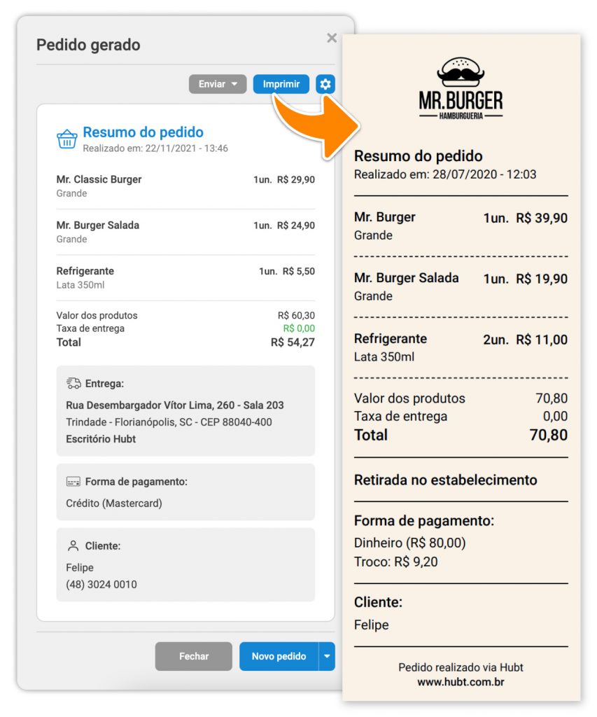 Finalize e imprima o pedido
