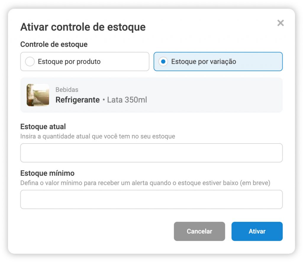Configuração de estoque por produto ou variação no Hubt