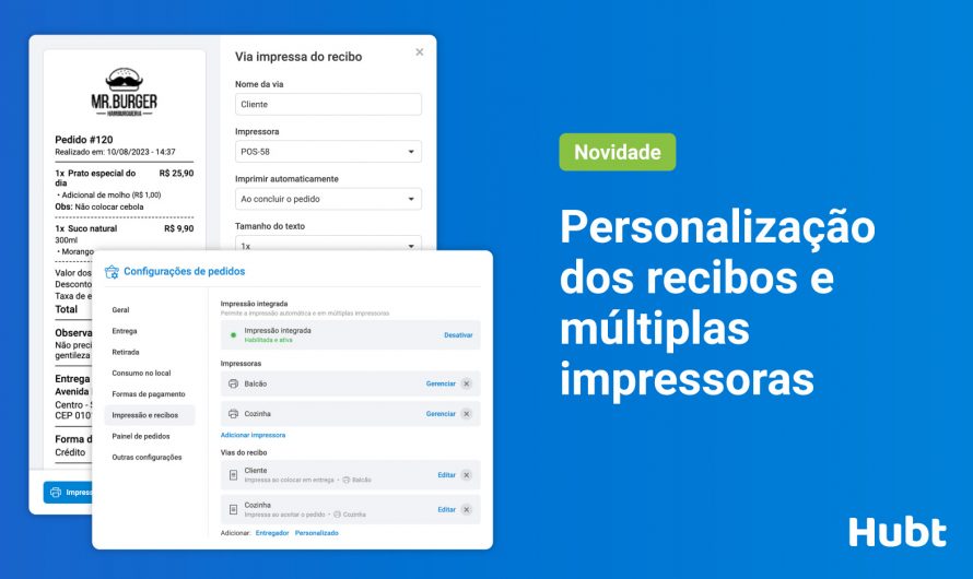 Personalização dos recibos e múltiplas impressoras para o seu estabelecimento