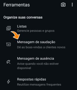 Imagem mostrando as funcionalidades avançadas do WhatsApp Business, com ícones representando um smartphone, o logotipo do WhatsApp e elementos como chat, etiquetas e ferramentas de configuração, simbolizando as capacidades aprimoradas e a gestão eficiente do perfil empresarial no WhatsApp Business.