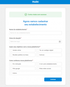 Imagem mostrando a opção de preencher os dados do estabelecimento, com ícones representando um smartphone, um formulário e um edifício, simbolizando a funcionalidade de inserir e atualizar informações empresariais na plataforma.