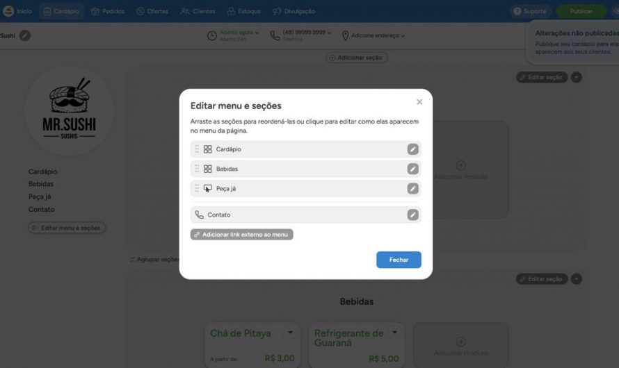 Como criar e organizar as categorias do cardápio