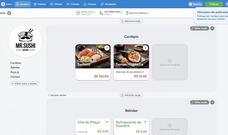Como adicionar, editar, ocultar ou excluir um produto do cardápio