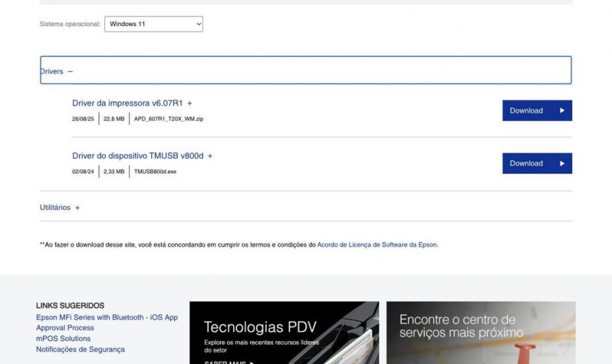 Como instalar a impressora Epson (TM-T20X) no Hubt