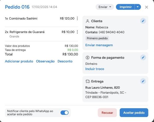 Como ver, editar e imprimir um pedido