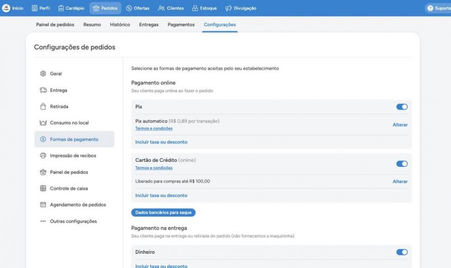 Como configurar as formas de pagamento