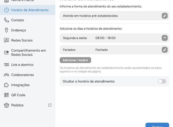 Como configurar o horário de atendimento