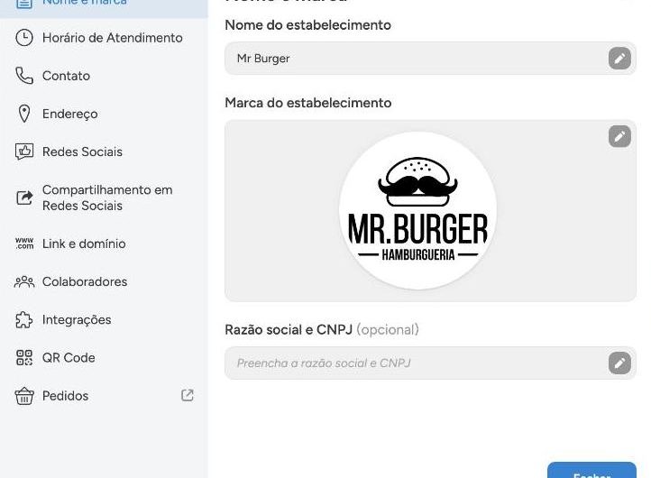 Como editar o nome e a marca do estabelecimento