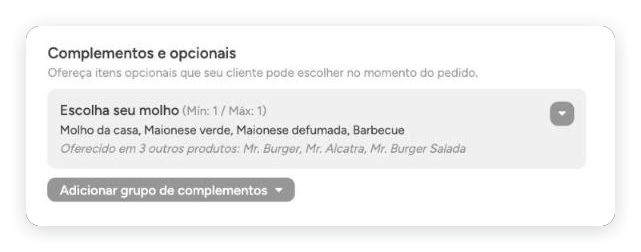 Complementos e opcionais: como o cliente personaliza o pedido