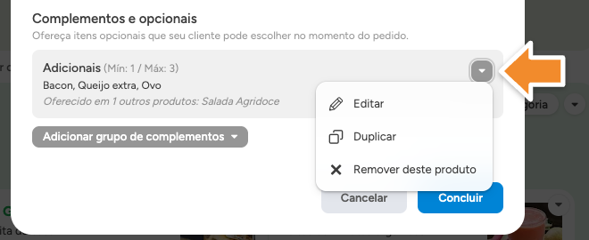 Menu grupo