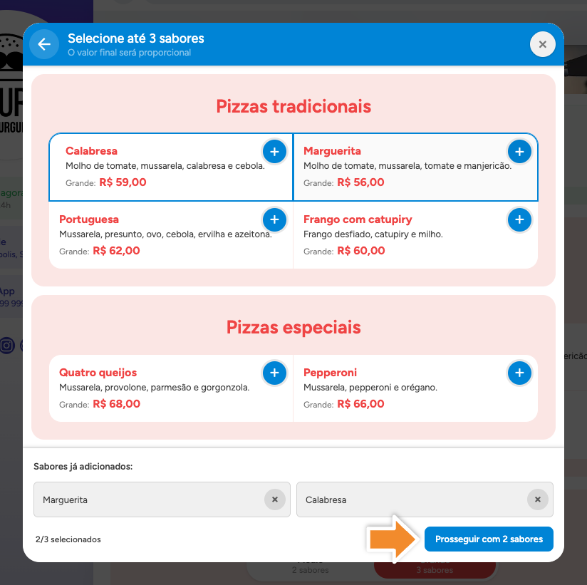 Escolha sabores
