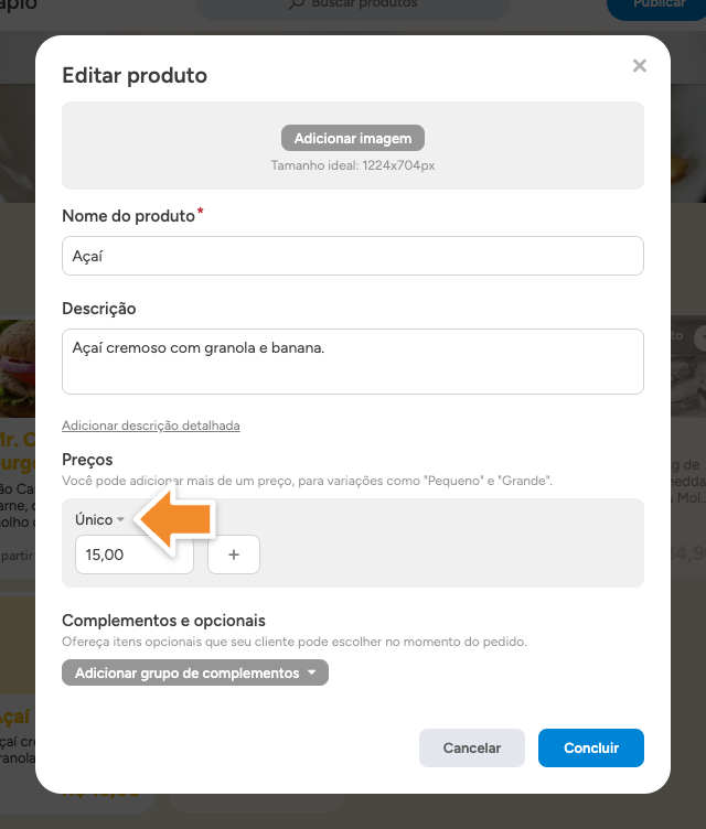 Editar produto