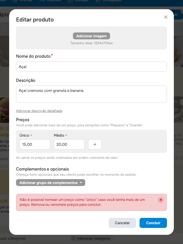 Erro unico